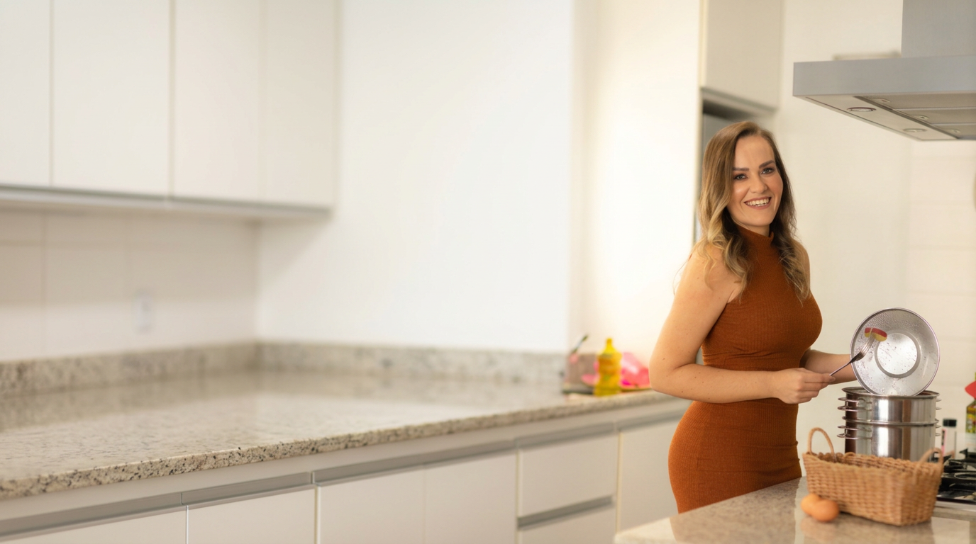Aline Freitas na cozinha