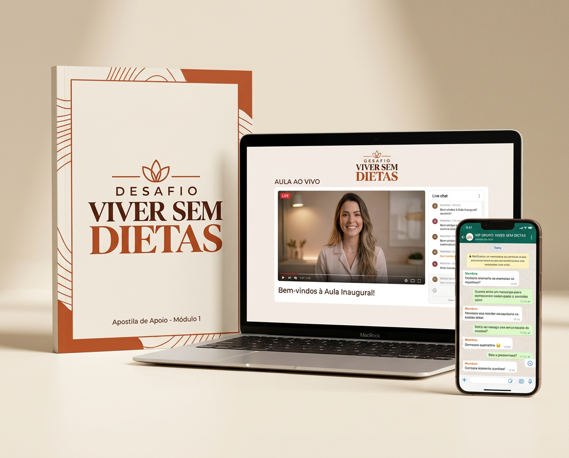 Apostila, aulas e grupo VIP do Desafio Viver Sem Dietas